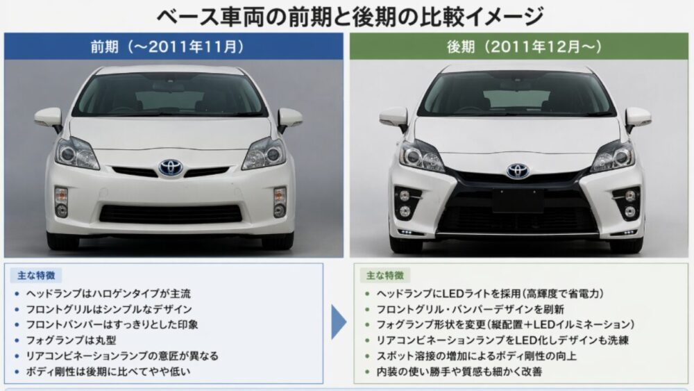 プリウスのG'sにおける前期と後期の違いを徹底解説